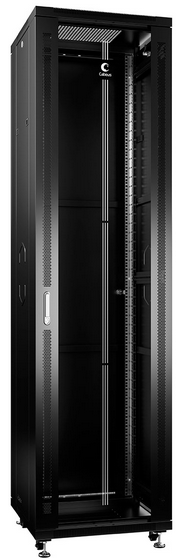 Шкаф напольный 19, 47U Cabeus SH-05C-47U80/100-BK телекоммуникационный 800x1000x2277mm (ШхГхВ) передняя стеклянная и задняя сплошная металлическая дв