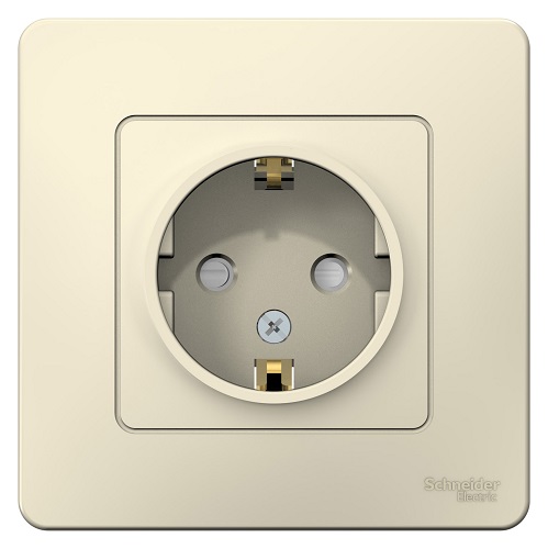 Розетка Schneider Electric BLNRS001112 с/з со шторками, 16А, 250В Молочная внутр