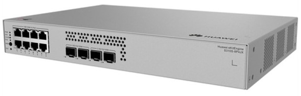 Коммутатор Huawei S310S-8P4JX 98012479 (L2+, 8*10/100/1000BASE-T ports (128 W PoE+), 2*10GE SFP+ ports, 2*2.5GE SFP ports, built-in AC power, Fanless)
