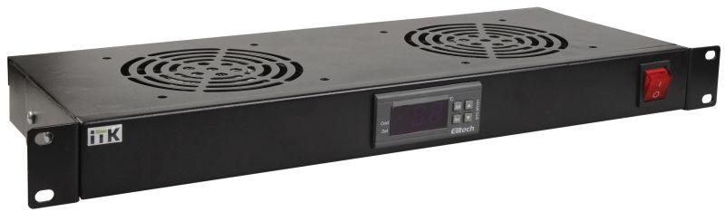 Вентиляторный модуль ITK FM05-1U2TS-R 1U с цифровым термостатом 2 вентилятора, черный