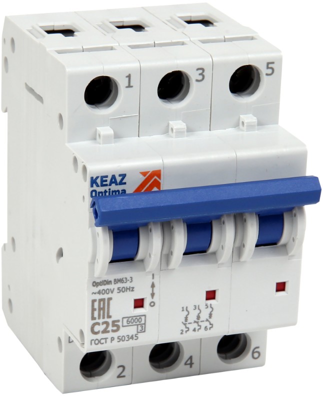 Автоматический выключатель КЭАЗ 260774 OptiDin BM63-3B13-УХЛ3 (6кА)