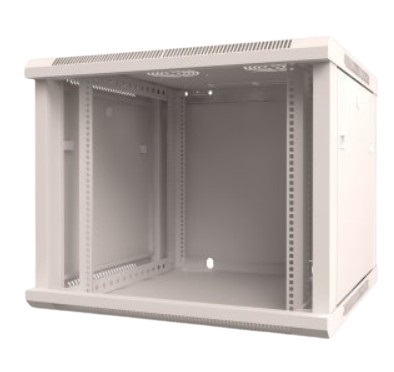 Шкаф настенный 19, 9U Rexant 04-0966-111 600×600х501, дверь сплошное стекло, серый, RAL 7035