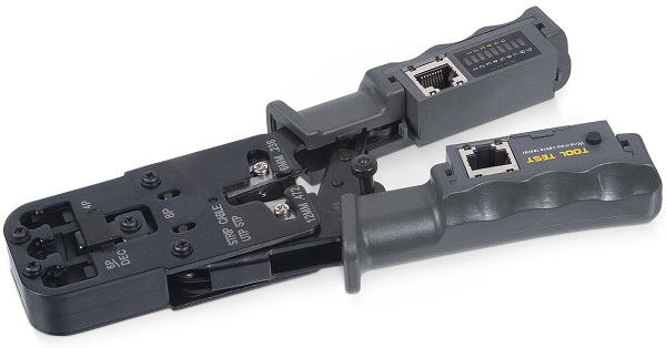 Для монтажа сетевых линий (LAN) Инструмент Cabeus HT-2010NT обжимной 3 в 1 для RJ-45, RJ-11/12 с тестером для витой пары