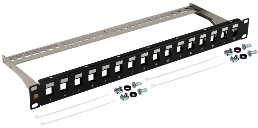 Патч-панель Lanmaster LAN-PPN16OK-STP наборная 19, экранированная, 16 портов, 1U