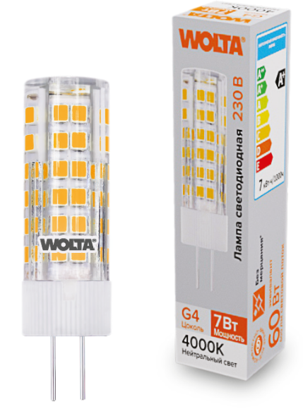 Лампа светодиодная WOLTA WSTD-JC-220V7W4KG4-C 7Вт 4000K G4