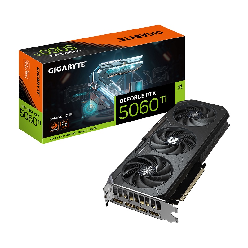 Видеокарта PCI-E GIGABYTE GeForce RTX 5060 TI GAMING OC (GV-N506TGAMING OC-8GD) 8GB GDDR7 128bit 2647/28000MHz HDMI 3*DP
