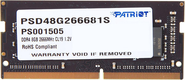   Xcom-Shop Модуль памяти SODIMM DDR4 8GB Patriot Memory PSD48G266681S Signature Line PC4-21300 2666MHz CL19 1.2V