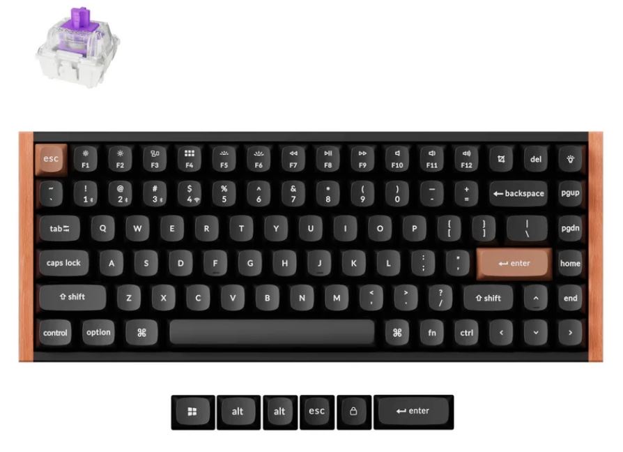   Xcom-Shop Клавиатура Wireless Keychron K2H-F1-RU 84 клавиши, Gateron 2.0 magnetic switch Nebula, RGB, Hot-Swap, Алюминий + дерево