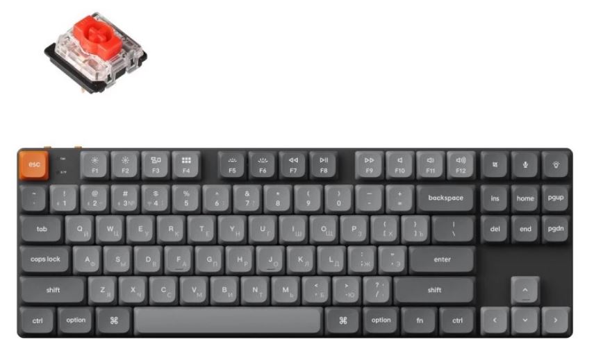  Клавиатура Wireless Keychron K1 Max K1M-A1-RU QMK, 87 клавиш, White LED подсветка, Gateron Red Switch