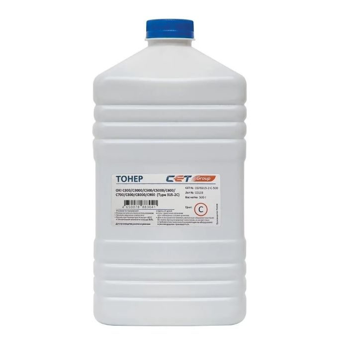 Тонер CET Type 315-2 для OKI Pro9431, C300/C3000/C500/C5000/C600/C700/C800/C8000/C900 series (Japan) Cyan, 500г/бут, (унив.), OSP0315-2-C-5