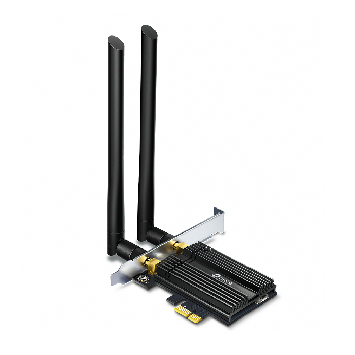 Адаптер TP-LINK Archer TX50E до 2402 Мбит/c на 5ГГц и до 574 Мбит/c на 2.4ГГц, поддержка Bluetooth 5.0, шифрования WPA2, две внешние антенны