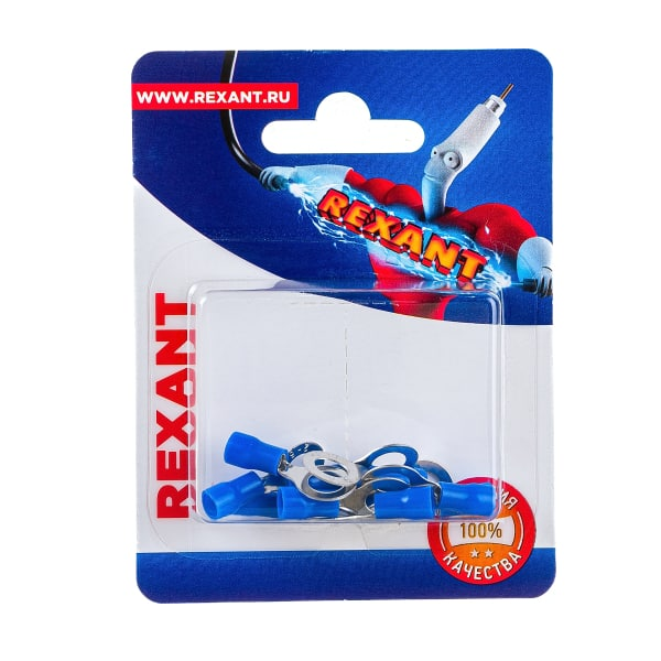 Наконечник Rexant 06-0420-A кольцевой изолированный диам. 6.5мм 1.5-2.5мм2 (НКи 2.5-6/НКи2-6) синий, в упак. 10 шт.