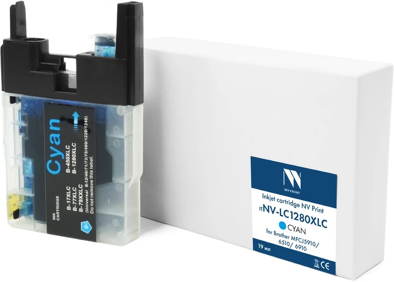 Картридж NVP NV-LC1280XLC струйный LC-1280XLC Cyan для Brother MFCJ5910/6510/6910 (19 мл) совместимый