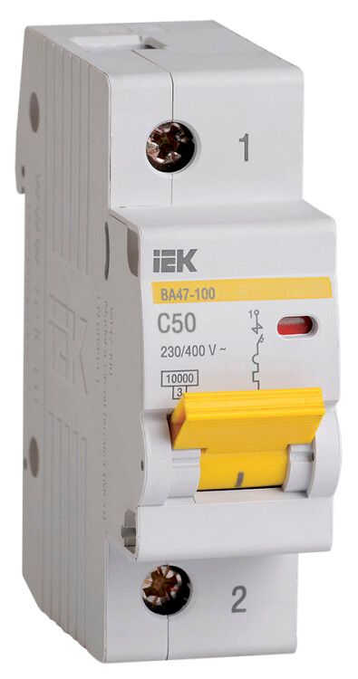 Автоматический выключатель IEK MVA40-1-050-C KARAT ВА47-100 1P C 50А 10кА