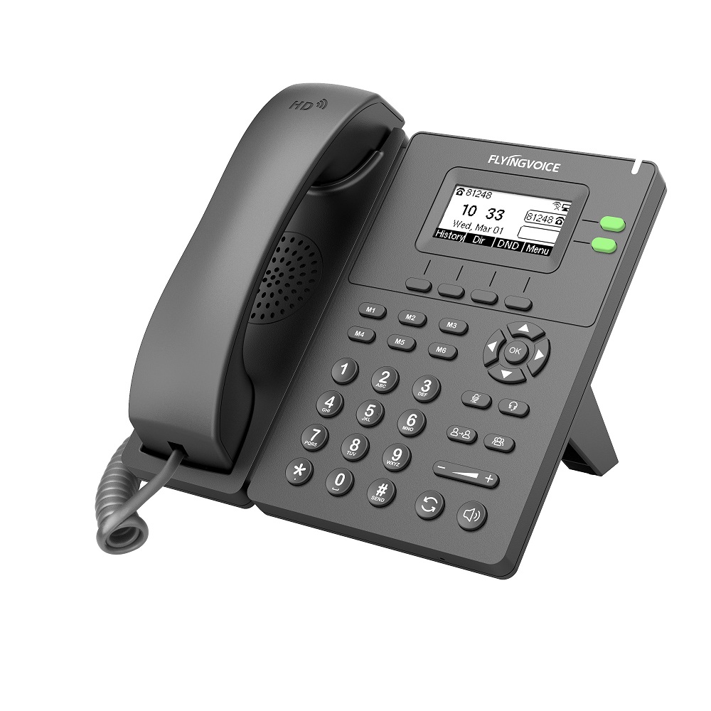  Телефон VoiceIP Flying Voice P20P IP телефон, 2xEthernet 10/100, LCD 2.3'' 132x64,2.4GHz Wi-Fi, 2 аккаунта SIP, G722, Opus, Ipv-6, порт для гарнитуры,