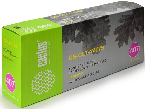   Xcom-Shop Картридж Cactus CS-CLT-Y407S для принтеров Samsung CLP-325/CLX-3185, yellow