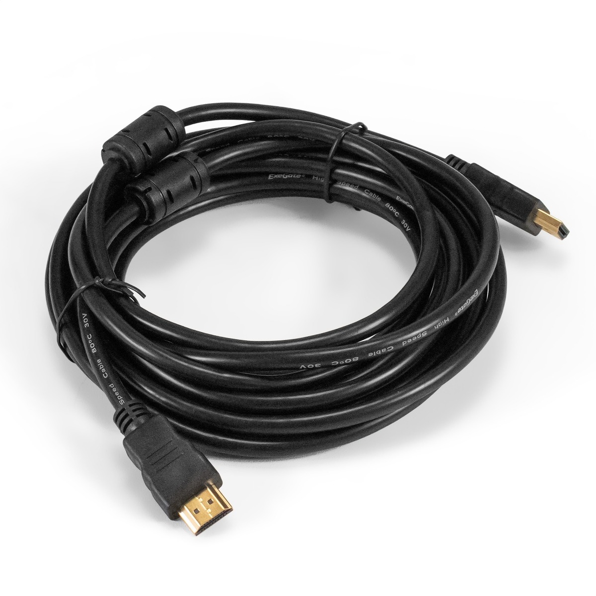 Кабель HDMI Exegate EX-CC-HDMI-5.0F EX294691RUS (19M /19M, 5м, v1.4b, ферритовые кольца, позолоченные контакты)