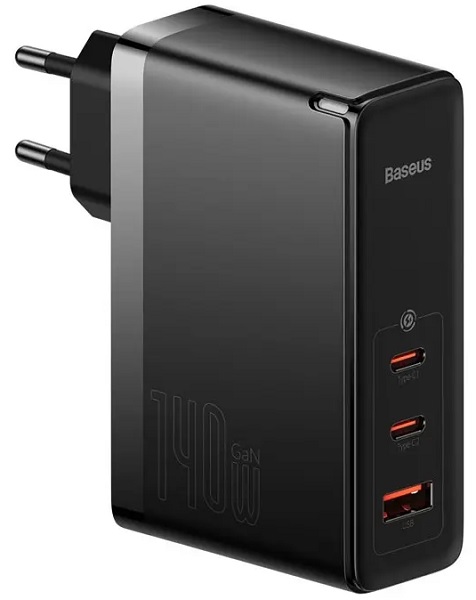 Зарядное устройство сетевое Baseus CCGAN140CE CCGP100201 GaN5 Pro Fast Charger 2C+U 140W, White, с кабелем Type-C - Type-C 240W 1m Black