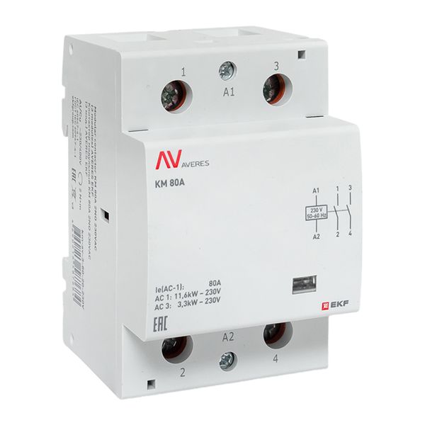 Контактор модульный EKF km-av-3-80-20-230V КМ 80А 2NО 230VAC (3 мод.) AVERES