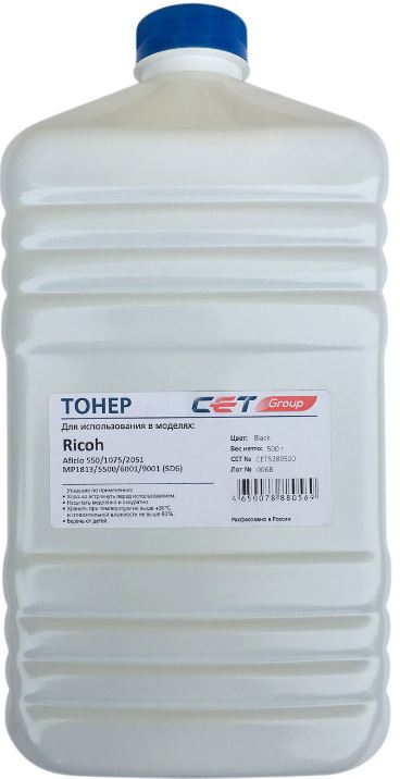 Картридж CET Тонер SD6 для RICOH Aficio 550/1075/2051/MP1813/5500/6001/9001 (CET), 500г/бут, (унив.), CET5289500