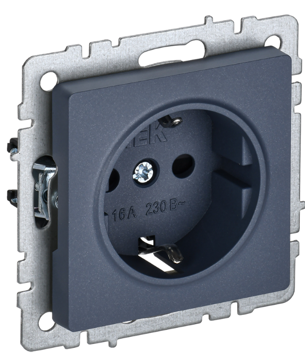 Розетка с заземлением IEK BR-R11-16-K35 BRITE без защитных шторок 16А РС11-1-0-БрМ Маренго