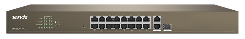 Коммутаторы Tenda  Xcom-Shop Коммутатор управляемый Tenda TEF1218P-16-250W PoE, 18 портов, 16х100 Мбит/с, 2x1 Гбит/с, SFP 1x1 Гбит/с