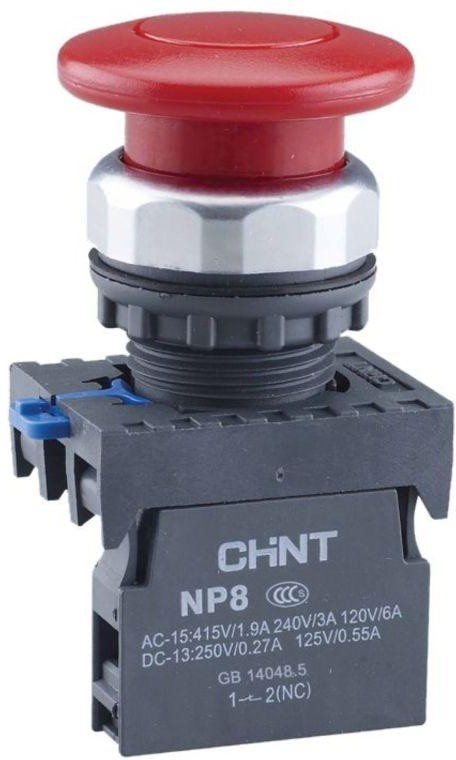 Кнопка управления CHINT 667265 Грибок NP8-11M/14 d40мм 1НО+1НЗ IP65 с самовозвратом красн.