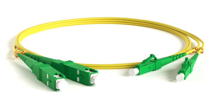 Патч-корд волоконно-оптический Hyperline FC-D2-9-LC/AR-SC/AR-H-3M-LSZH-YL (шнур) SM 9/125 (OS2), LC/APC-SC/APC, 2.0 мм, duplex, LSZH, 3 м