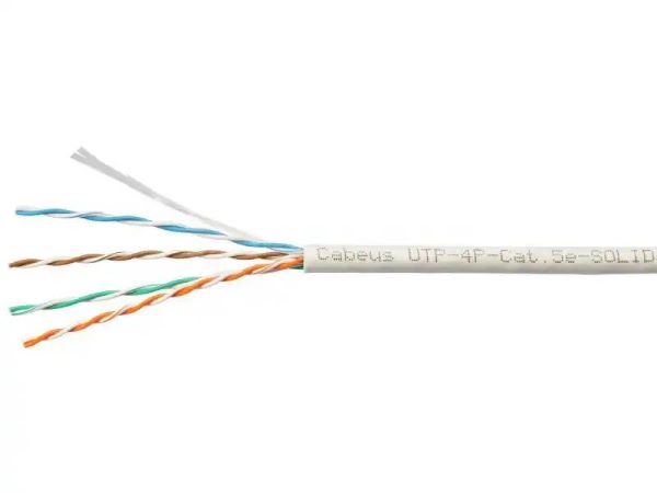 Коннектор Cabeus UTP-4P-Cat.5e-SOLID-LSZH-GY-LIGHT Кабель витая пара UTP (U/UTP), категория 5e, 4 пары 0,47мм (24 AWG), LSZH, нг(А)-HF, серый, (305