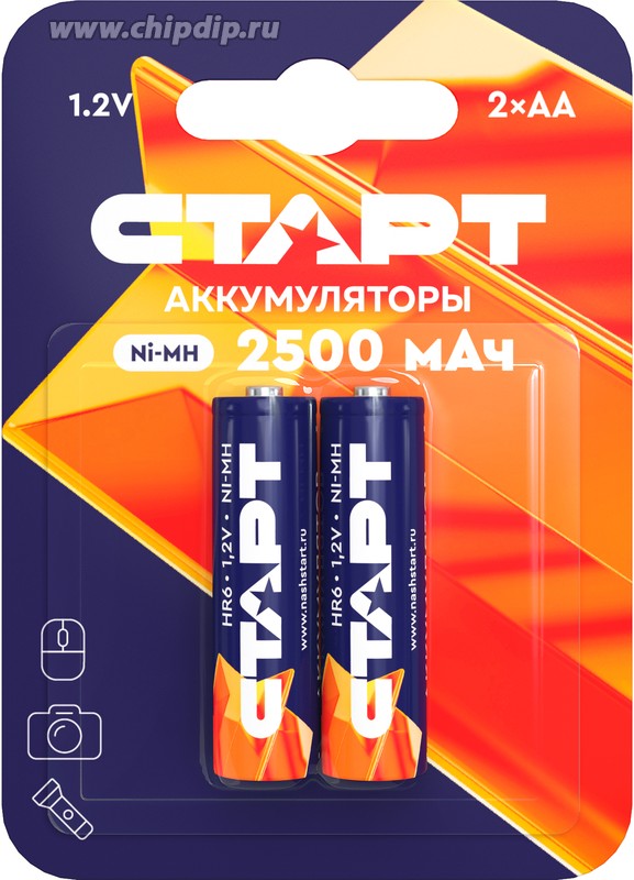 Аккумулятор Старт HR6 AA 2500mAh Ni-MH BL2 1.2 В, 2 шт. в блистере