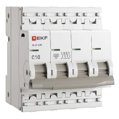 Автоматический выключатель EKF M634410C 4P 10А (C) 4,5kA ВА 47-63N PROxima