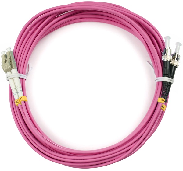 Патч-корд волоконно-оптический Cabeus FOP-50-OM4-LC-ST-15m duplex, LC-ST 50/125 mm OM4, 15м, LSZH