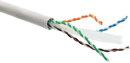 Кабель витая пара Hyperline UUTP4-C6A-S23-IN-LSZH-GY-305 (305 м)U/UTP,6a(10GBE), 4 пары (23 AWG),solid, LSZH, серый
