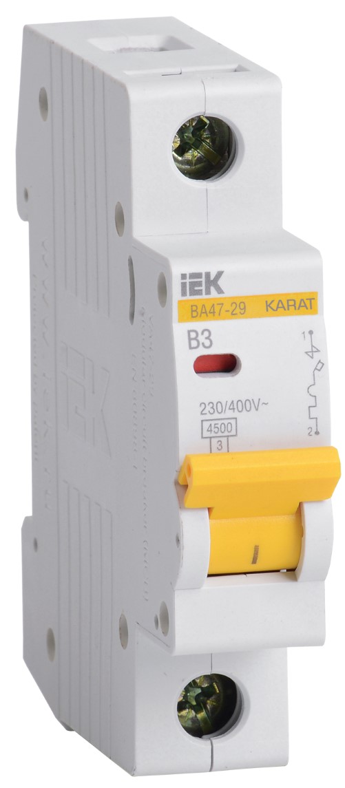 Автоматический выключатель IEK MVA20-1-003-B KARAT ВА47-29 1P B 3А 4,5кА