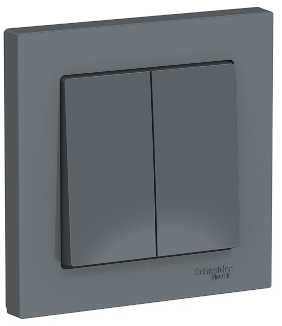 Выключатель Schneider Electric ATN000752 AtlasDesign, 2-клавишный, сх.5, 10АХ, в сборе, грифель