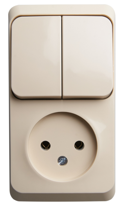 Блок Schneider Electric BPA16-205K розетка б/з + выключатель 2-клавишный крем