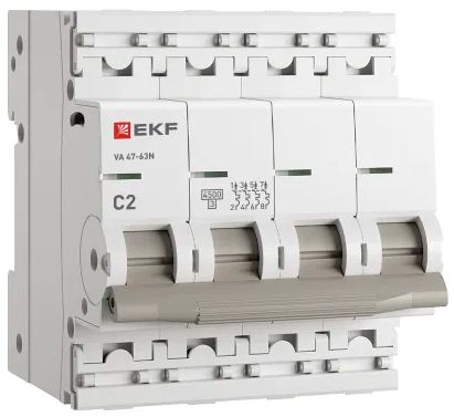 Автоматический выключатель EKF M634402C 4P 2А (C) 4,5kA ВА 47-63N PROxima