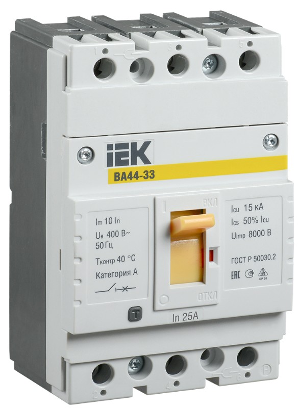 Автоматический выключатель в литом корпусе IEK SVA4410-3-0025 ВА44 33 3Р 25А 15кА