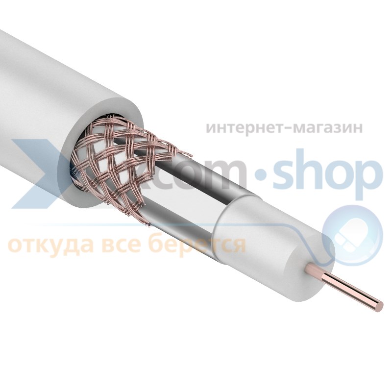 Кабель Rexant RG-59U+CU, (64%), 75 Ом, 305м., белый 01-2651