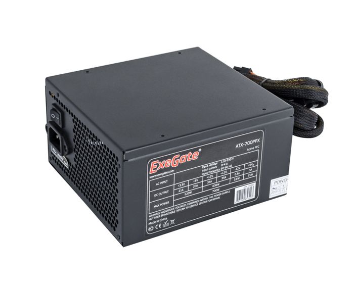 600-700W  Xcom-Shop Блок питания ATX Exegate 700PPX EX220362RUS 700W RTL, black, APFC,14cm,24p+(4+4)p, PCI-E, 5*SATA, 4*IDE, FDD