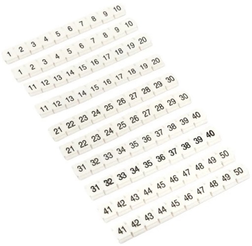 Маркер EKF zb-st-2.5-nlpe-1-50 для JXB-ST/Push-in 2,5 с нумерацией 1-50 для крепления сбоку (100 шт.)