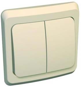 Выключатель Schneider Electric BC10-002K Этюд 2-клавишный, скрытый, 10 А, 220/250 В, IP20, в сборе (сх.5) (кремовый)