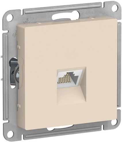 Розетка компьютерная Systeme Electric ATN000286 AtlasDesign RJ45, кат. 6A, механизм, бежевая