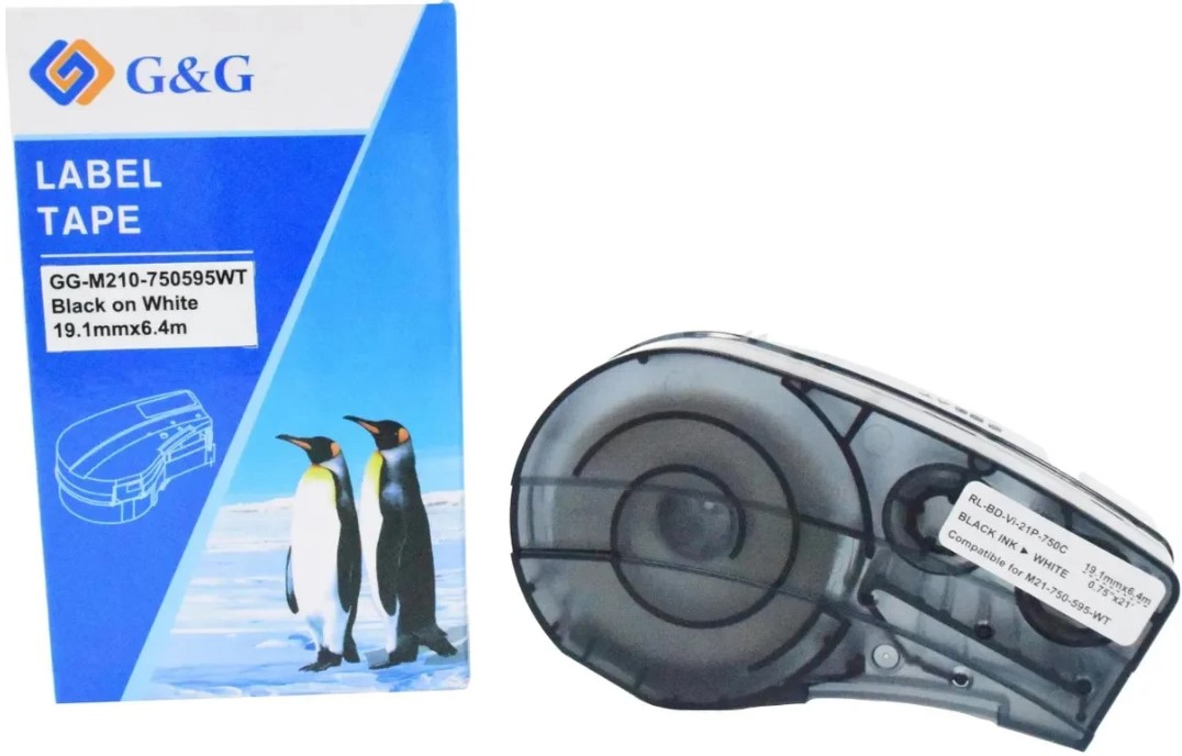 Картридж ленточный G&G GG-M210-750595WT черный на белом 19.1x6.4 для Brady M210/M211/M210-LAB