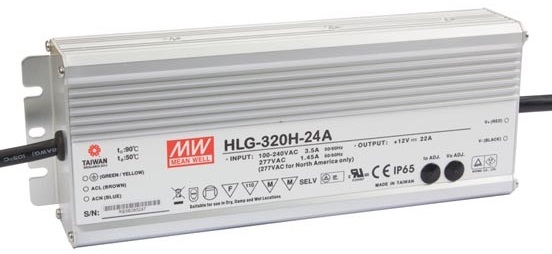 Драйвер светодиодный Mean Well HLG-320H-24A P вых: 320 Вт; Выход: 24 В; U1: 12...24 В; I1: 6.67...13.34 А; Стабилизация: напряжение, ток; Вход: 110/22