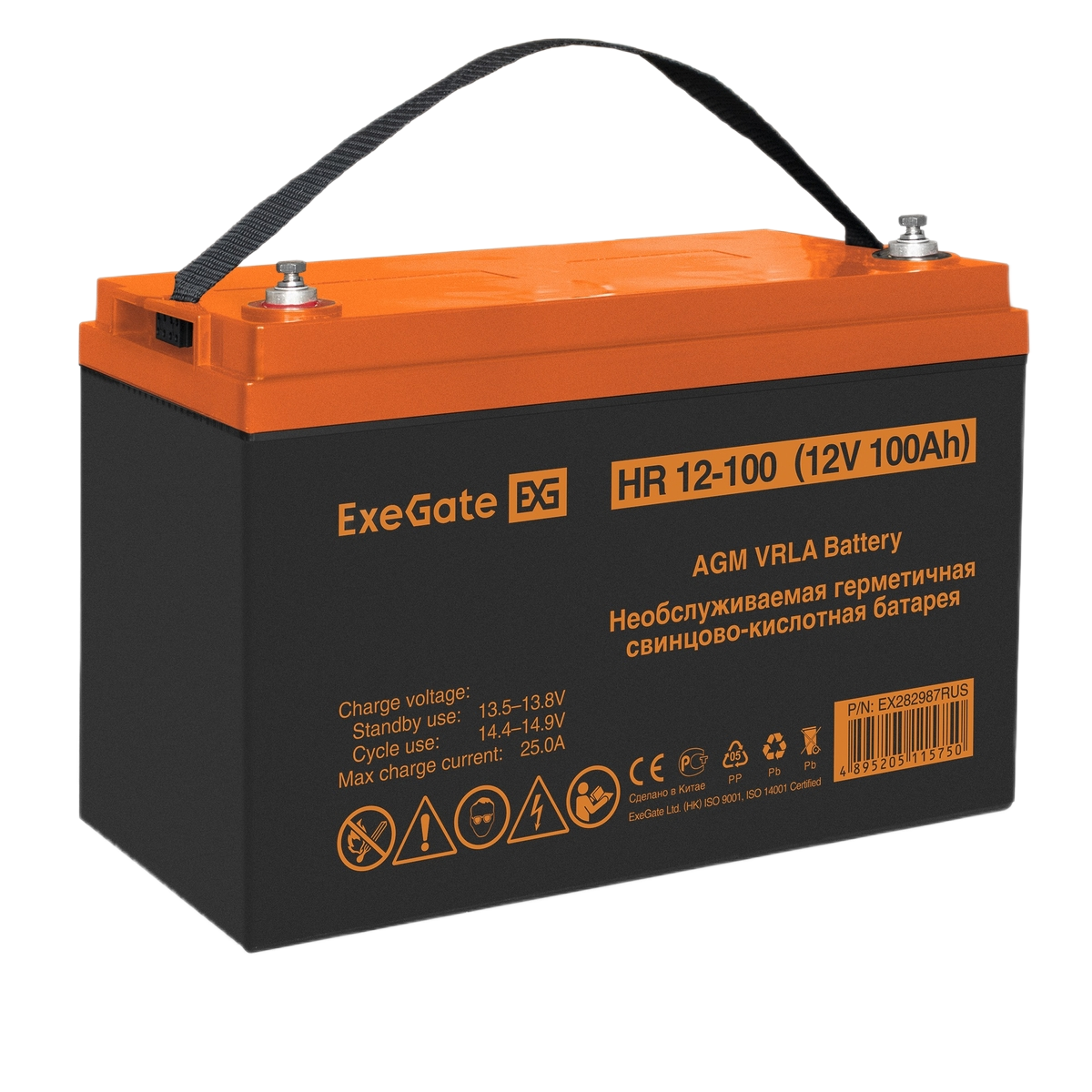 Батарея аккумуляторная Exegate HR 12-100 EX282987RUS (12V 100Ah, под болт М6)