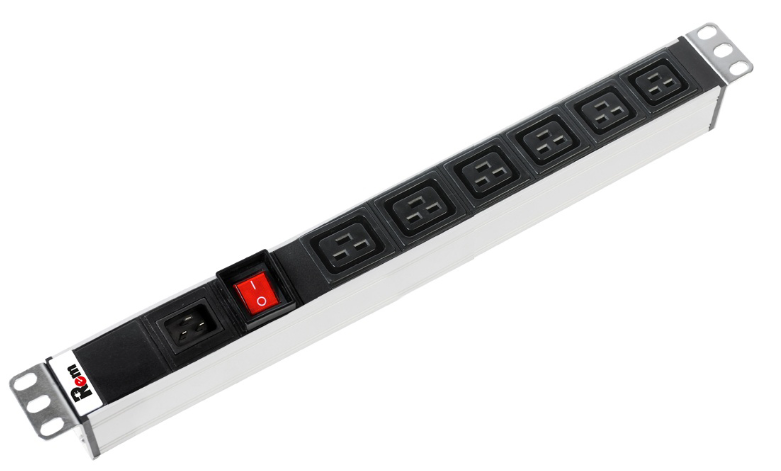 Блок розеток 19, 6 розеток ЦМО R-16-6C19-V-440-Z Rem-16 с выкл.,16A 6 IEC 60320 C19, вход IEC 60320 C20, алюм.