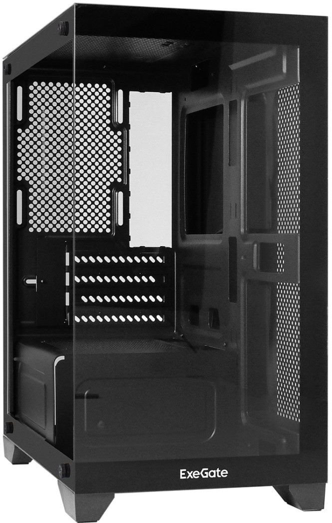 Корпус mATX Exegate i3 SEA LE-NPX600 EX299570RUS черный, БП 600NPX, боковая и фронтальная панель из закалённого стекла, USB 3.0