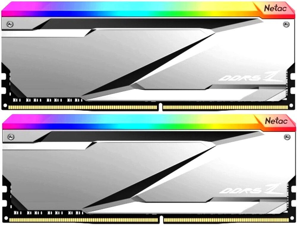 Модуль памяти DDR5 32GB (2*16GB) Netac NTZED5P64DP-32S RGB, PC5-51200, 6400Mhz, CL32, 1.35V, silver