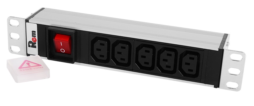 Блок розеток 19, 5 розеток ЦМО R-10-5C13-V-220-Z Rem-10 без шнура с выкл.,IEC 60320 C13, вход IEC 60320 C14, 10A, алюм., 10